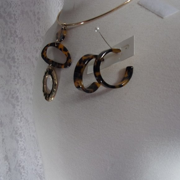 Necklace Earring Set Tortoise Leopard - Picture 3 of 4